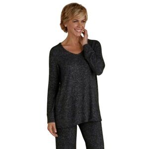 SOFT SURROUNDINGS Cozy Cabin Pullover Sweater, Gray Heathered Casual Boho, M